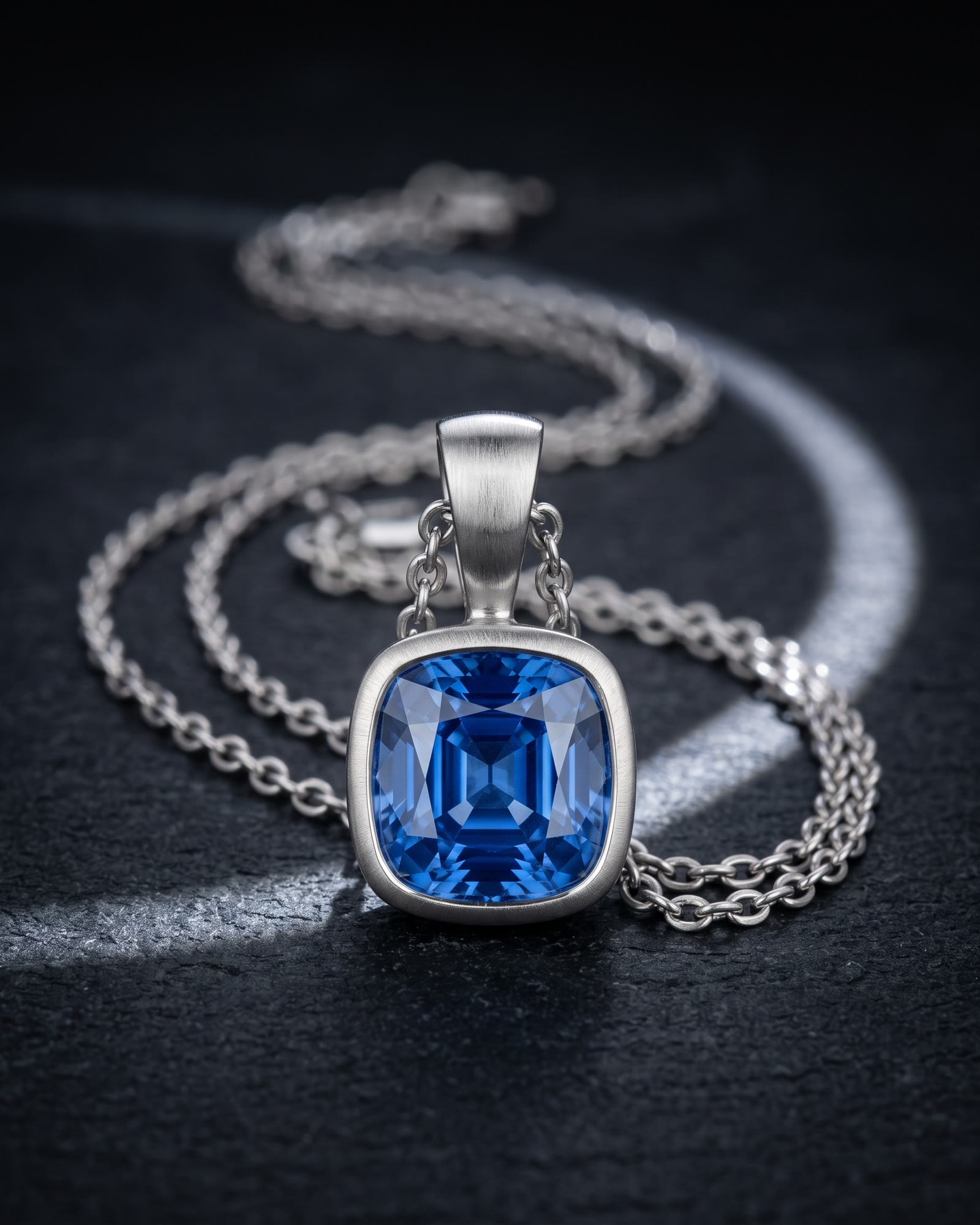 Platin ve safir Yörünge Gece Kolye