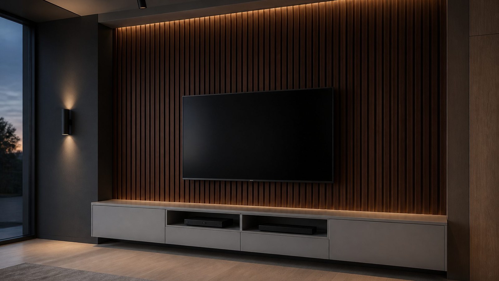 Modern TV ünitesi ve duvar sistemi