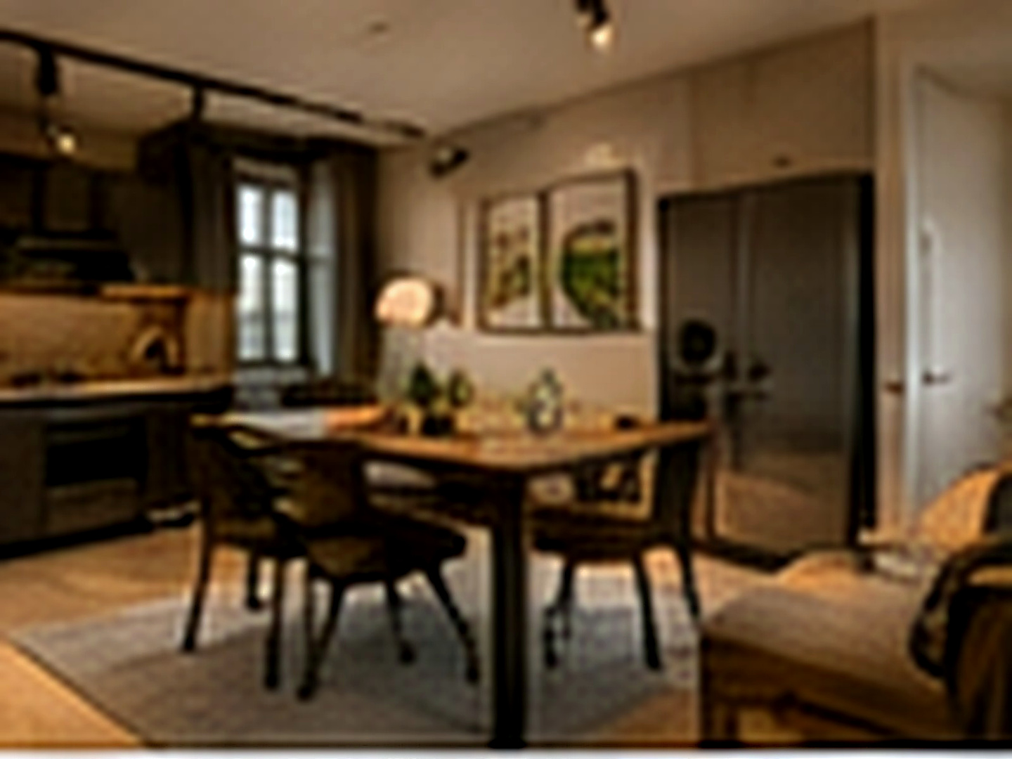 Ahşap depolama, yatak ve çalışma bölümleriyle Aile Loft
