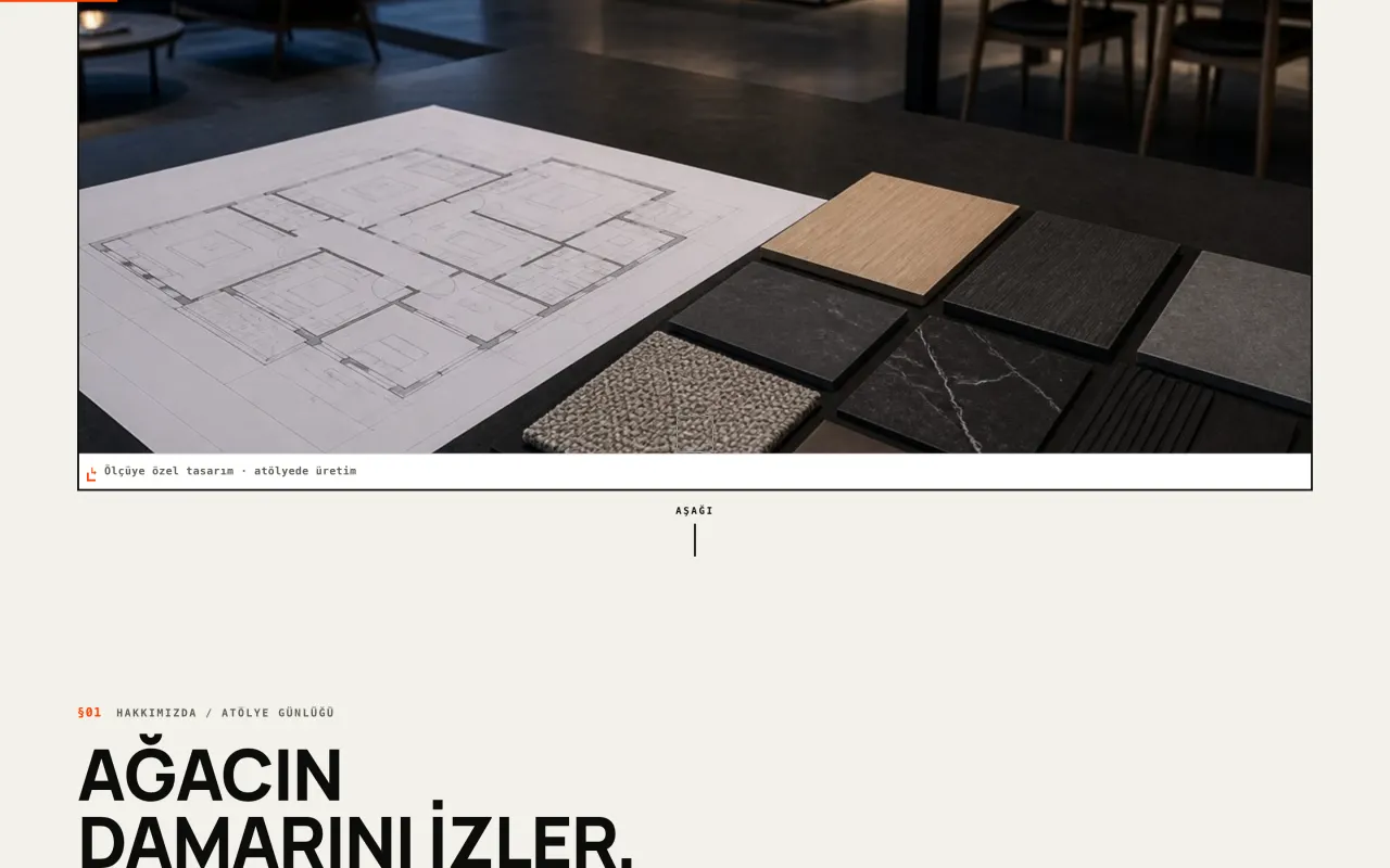 ATÖLYE şablonu - Zanaat ve el işçiliği; brutalist atölye günlüğü.